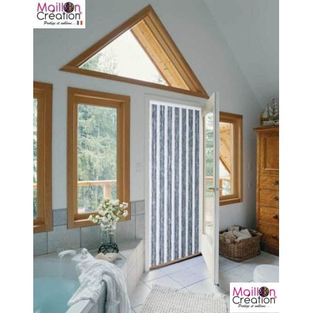 rideaux de porte chenille gris et blanc
