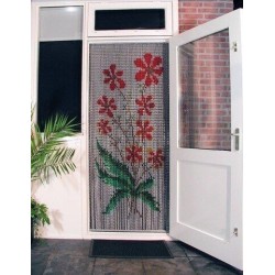 Door curtain "Bouquets of red flowers"