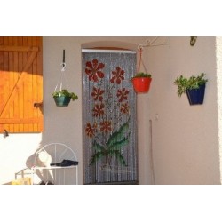 Door curtain "Bouquets of red flowers"