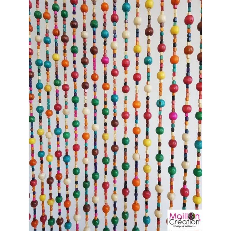 Rideau en perle bois multicolore Boho Chic Maillon Création