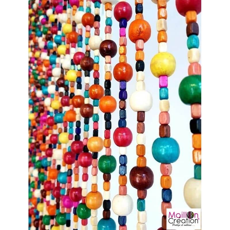 Multicolored Wooden Beads Door Curtain, Wood Bead Curtain