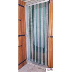 silver and green chain curtain