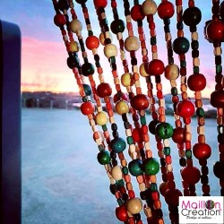 Boho Chic style curtain in multicolored wooden beads