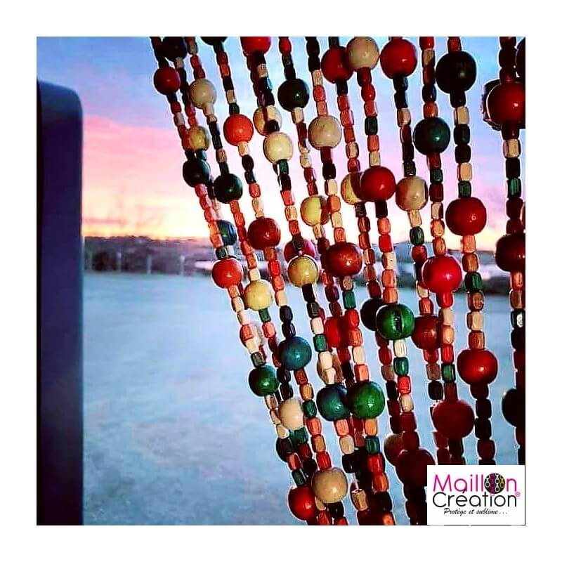 Rideau en perle bois multicolore Boho Chic Maillon Création Rideau en perle bois multicolore Boho Chic Maillon Création