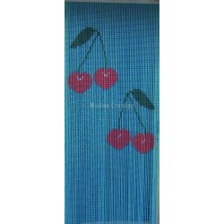 Door curtain "Small cherry blue background"