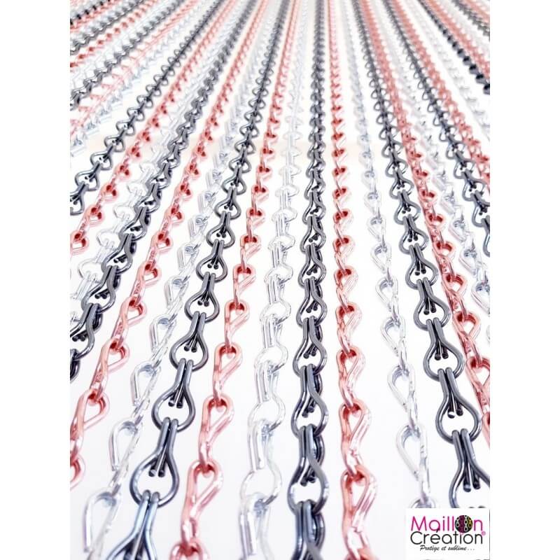chain curtain, silver, gray, pink