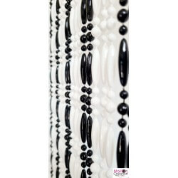 white and black beaded curtain