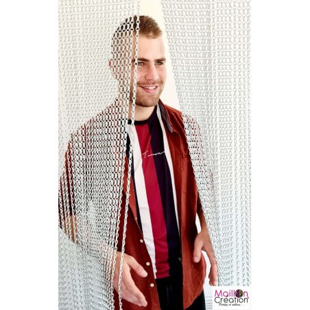 rideau anti mouche de porte en chaîne aluminium argent