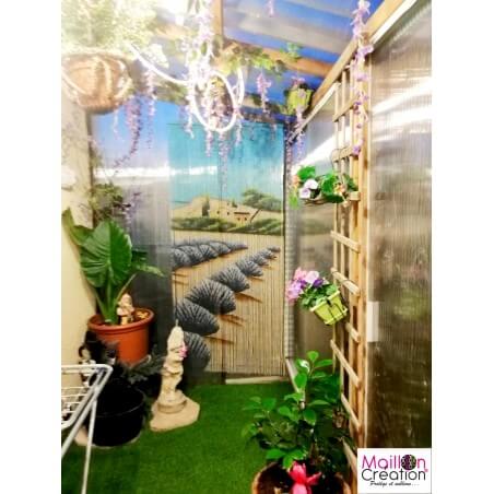 rideau bambou avec dessin lavandes