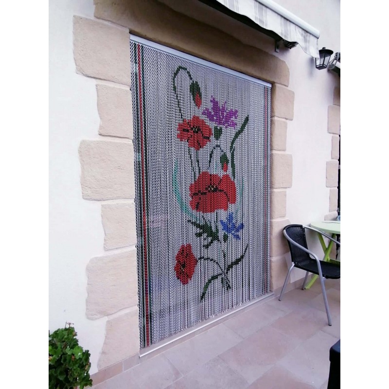 Field flowers poppies chain curtain