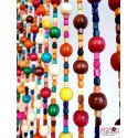 Rideau de perle en bois multicolore - 90 x 200 cm
