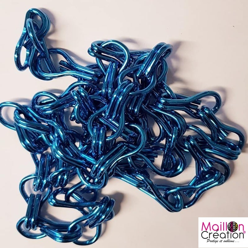 Chaîne aluminium au mètre couleur bleu foncé pour rideau de porte