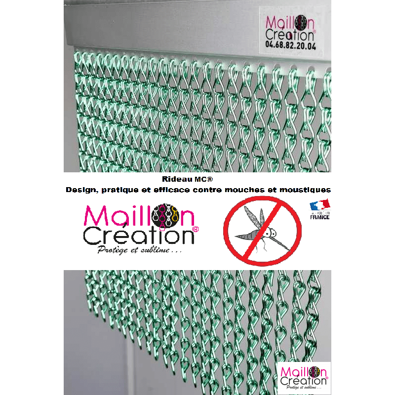 rideau anti mouche chaine vert anis