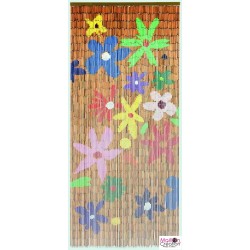 rideau de porte en bambou fleurs