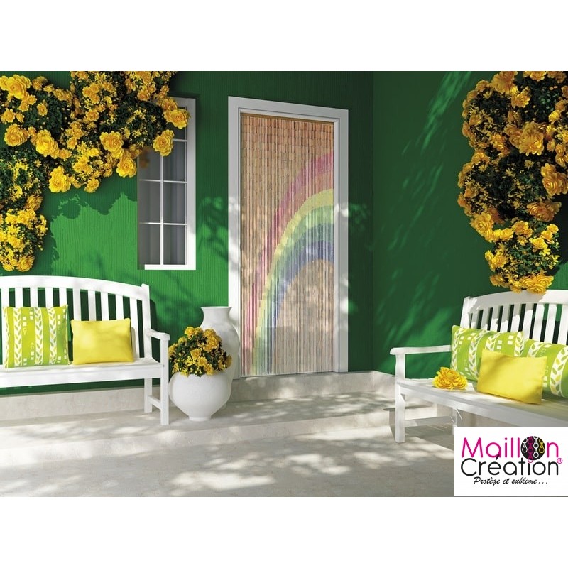 Rideau bambou dessin arc-en-ciel