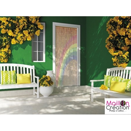 Rideau bambou dessin arc-en-ciel