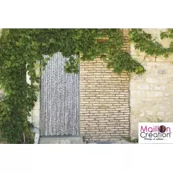 white and gray chenille curtain