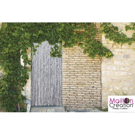 rideau chenille blanc et gris