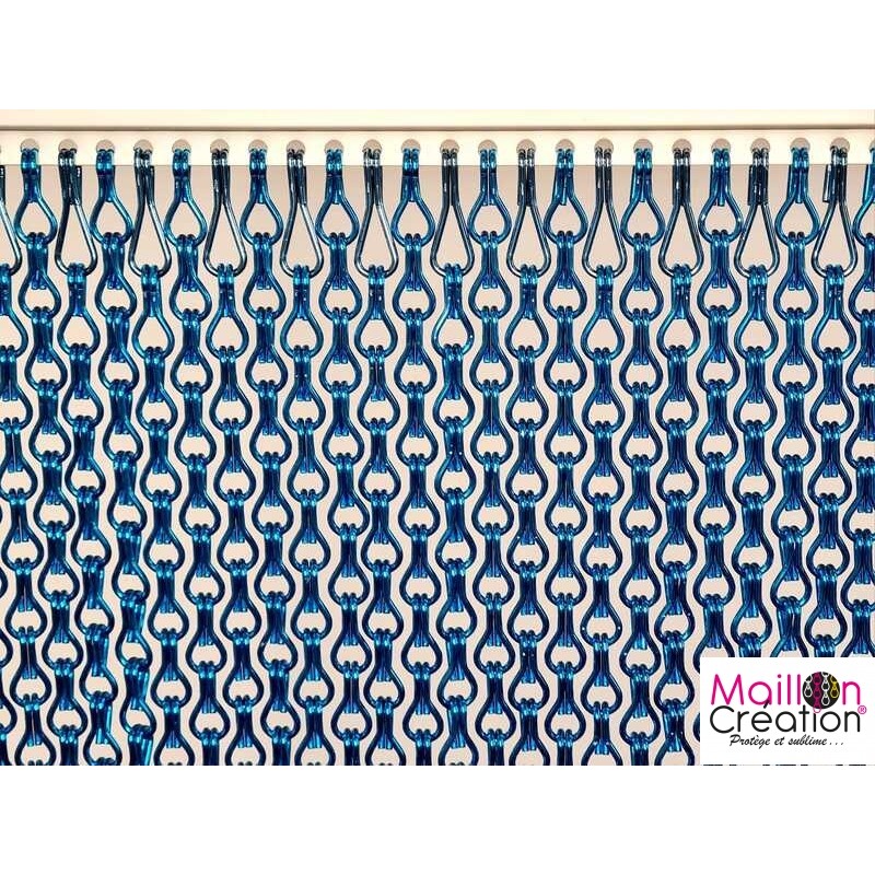 rideau en chainette très serré bleu