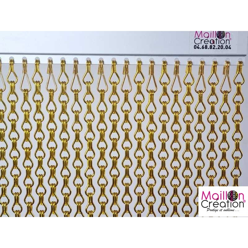 rideau de porte en chaîne jaune en quinconce