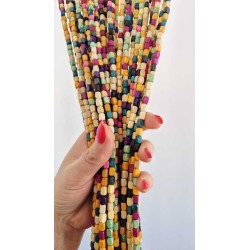Rideau de porte en perles de bois multicolore