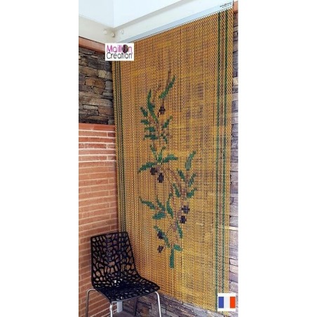 Rideau chainette metallique en aluminium modèle dessin olivier