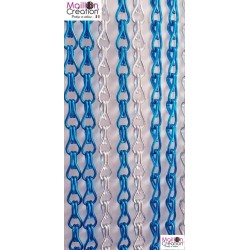 rideau anti mouche modèle lanières en chaînes aluminium bleu et argent