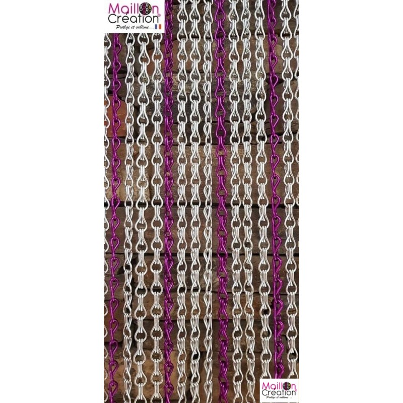 Rideaux de porte en chainette argent et violet