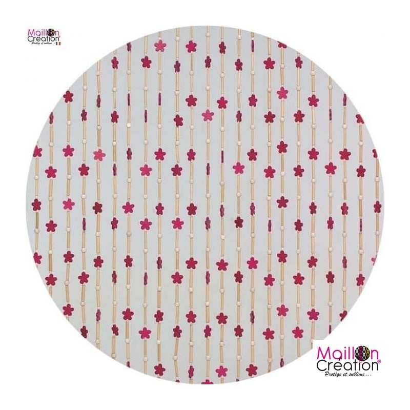 Rideau perles bois fleurs